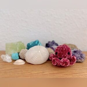 Keychain Mini Velvet Pomegranate Octopus Plushie Handmade Crochet